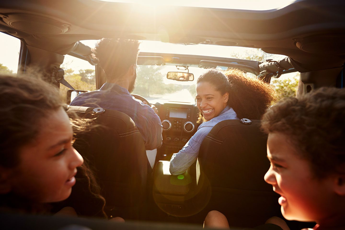 Family riding in vehicle